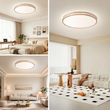 Brilagi - Zatemnjiva LED stropna svetilka MOLINA LED/100W/230V 3000-6000K hrast, premer 80 cm + daljinski upravljalnik