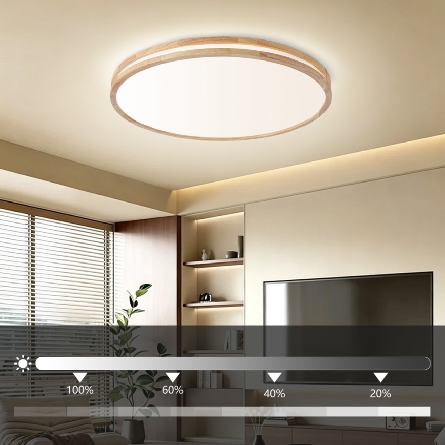 Brilagi - Zatemnjiva LED stropna svetilka MOLINA LED/100W/230V 3000-6000K hrast, premer 80 cm + daljinski upravljalnik