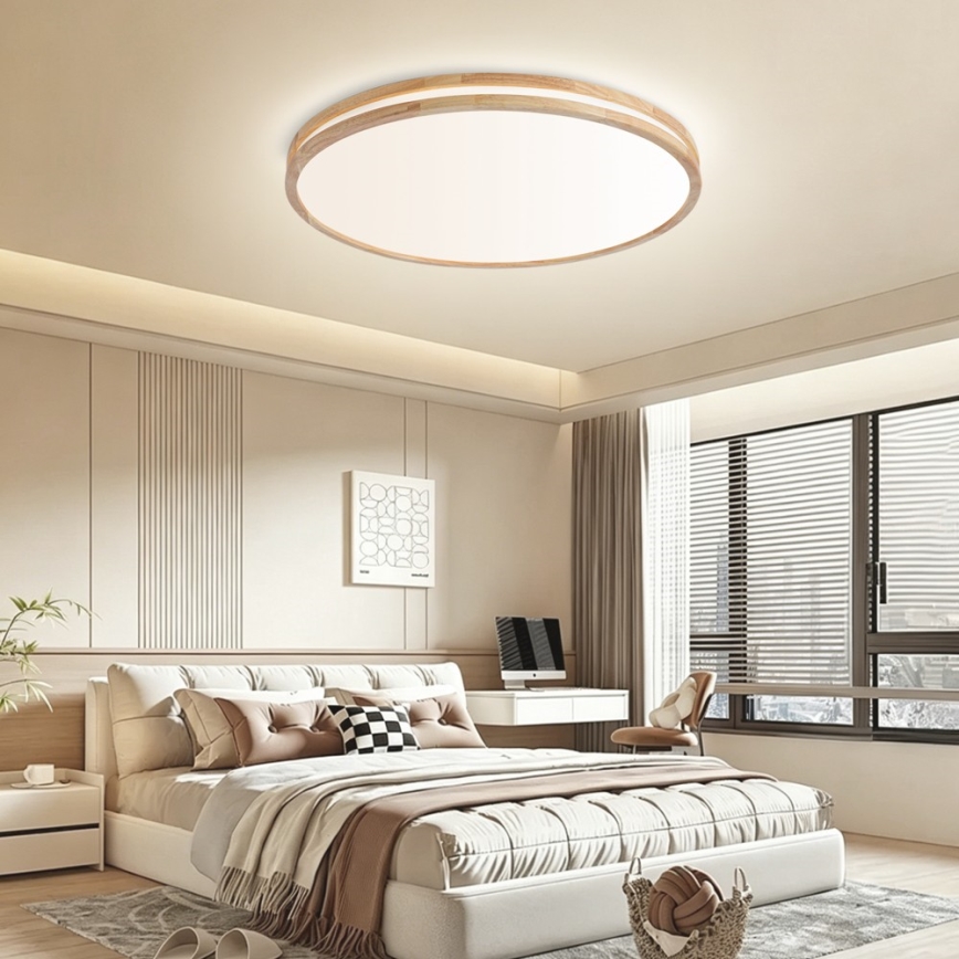 Brilagi - Zatemnjiva LED stropna svetilka MOLINA LED/100W/230V 3000-6000K hrast, premer 80 cm + daljinski upravljalnik