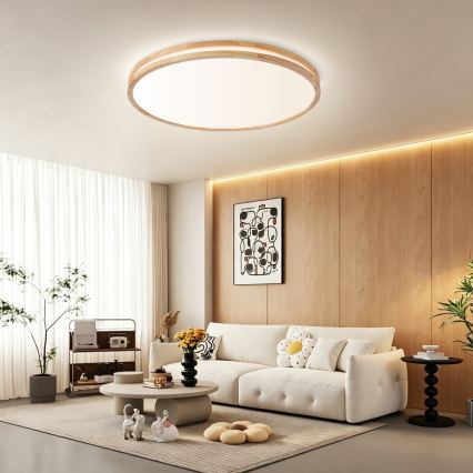 Brilagi - Zatemnjiva LED stropna svetilka MOLINA LED/100W/230V 3000-6000K hrast, premer 80 cm + daljinski upravljalnik