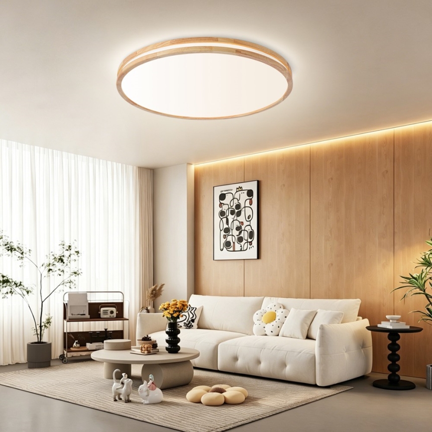 Brilagi - Zatemnjiva LED stropna svetilka MOLINA LED/100W/230V 3000-6000K hrast, premer 80 cm + daljinski upravljalnik