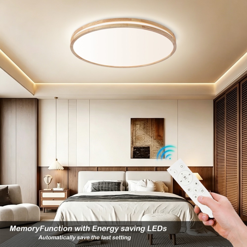 Brilagi - Zatemnjiva LED stropna svetilka MOLINA LED/100W/230V 3000-6000K hrast, premer 80 cm + daljinski upravljalnik