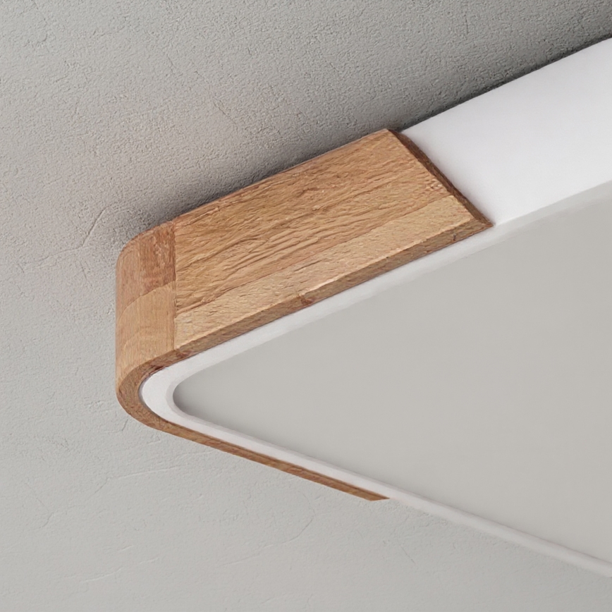 Brilagi - LED zatemnjevalna stropna svetilka PILANA LED/48W/230V 3000-6500K hrast/bela 56x56 cm + daljinski upravljalnik