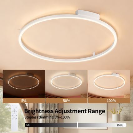 Brilagi - LED zatemnjevalna stropna svetilka PORTOFINO LED/60W/230V 3000-6000K premer 80 cm bela + daljinski upravljalnik