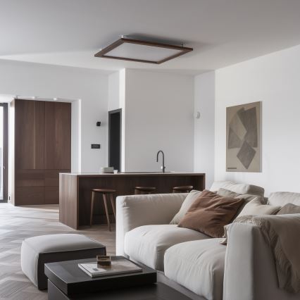 Brilagi - LED zatemnjevalno stropno svetilo SLIMFRAME WOOD LED/58W/230V 64x64 cm 3000-6000K temno rjavo + daljinski upravljalnik