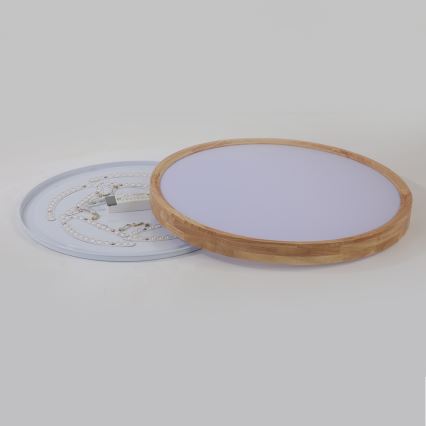 Brilagi - LED zatemnjevalna stropna svetilka WOODROUND LED/40W/230V 3000-6000K premer 60 cm les CRI 90 + daljinski upravljalnik