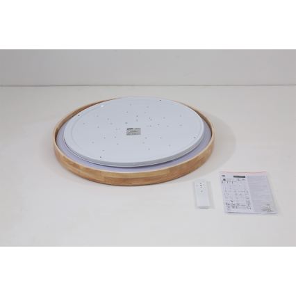 Brilagi - LED zatemnjevalna stropna svetilka WOODROUND LED/40W/230V 3000-6000K premer 60 cm les CRI 90 + daljinski upravljalnik