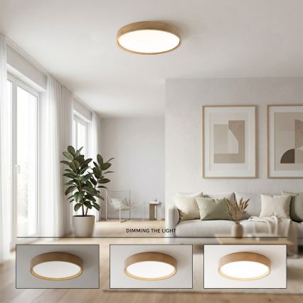 Brilagi - Zatemnjiva LED stropna svetilka MANAROLA SMART LED/36W/230V 3000-6000K Wi-Fi Tuya Beacon, premer 51 cm, hrast + daljinski upravljalnik