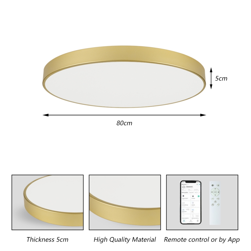 Brilagi - LED stropna svetilka POOL SMART z možnostjo zatemnitve LED/100W/230V 3000-6000K 80 cm zlata Wi-Fi Tuya + daljinski upravljalnik