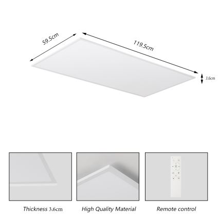 Brilagi - LED zatemnljivo stropno svetilo SLIMFRAME LED/80W/230V 120x60 cm 3000-6000K belo + daljinski upravljalnik