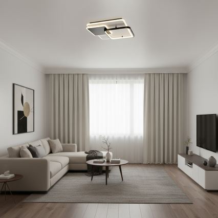 Brilagi - Zatemnjevalna stropna LED svetilka FLARE LED/64W/230V 3000-6000K 45x45 cm bela/črna + daljinski upravljalnik
