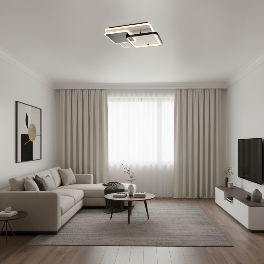 Brilagi - Zatemnjevalna stropna LED svetilka FLARE LED/64W/230V 3000-6000K 45x45 cm bela/črna + daljinski upravljalnik
