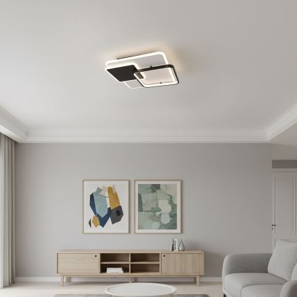 Brilagi - Zatemnjevalna stropna LED svetilka FLARE LED/64W/230V 3000-6000K 45x45 cm bela/črna + daljinski upravljalnik