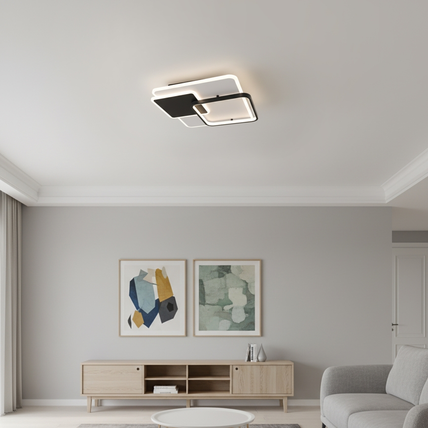 Brilagi - Zatemnjevalna stropna LED svetilka FLARE LED/64W/230V 3000-6000K 45x45 cm bela/črna + daljinski upravljalnik
