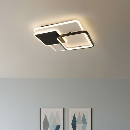 Brilagi - Zatemnjevalna stropna LED svetilka FLARE LED/64W/230V 3000-6000K 45x45 cm bela/črna + daljinski upravljalnik