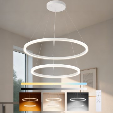 Brilagi - Zatemnjiv LED lestenec na kablu PORTOFINO LED/98W/230V 3000-6000K premer 80 cm bela + daljinski upravljalnik