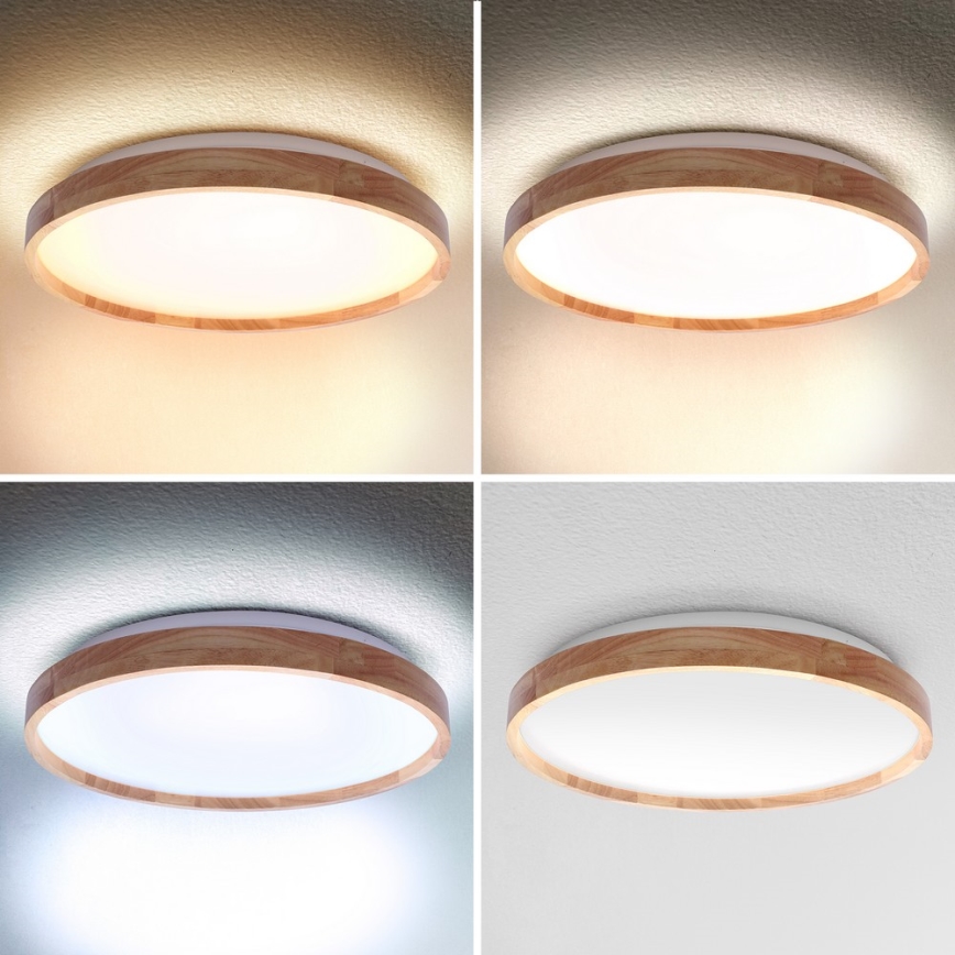 Brilagi - LED zatemnjiva stropna svetilka ALSON LED/48W/230V 3000-6500K hrast premer 39,5 cm + daljinski upravljalnik