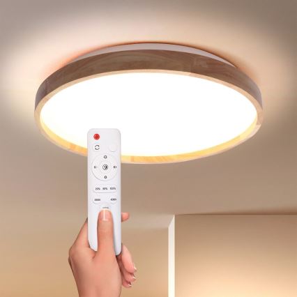 Brilagi - LED zatemnjiva stropna svetilka ALSON LED/48W/230V 3000-6500K hrast premer 39,5 cm + daljinski upravljalnik