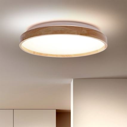 Brilagi - LED zatemnjiva stropna svetilka ALSON LED/48W/230V 3000-6500K hrast premer 39,5 cm + daljinski upravljalnik