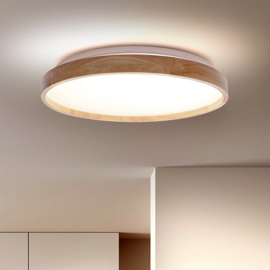 Brilagi - LED zatemnjiva stropna svetilka ALSON LED/48W/230V 3000-6500K hrast premer 39,5 cm + daljinski upravljalnik