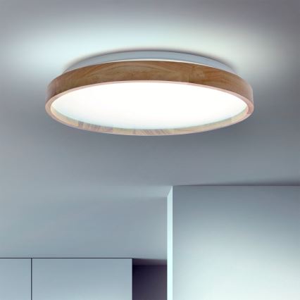 Brilagi - LED zatemnjiva stropna svetilka ALSON LED/48W/230V 3000-6500K hrast premer 39,5 cm + daljinski upravljalnik