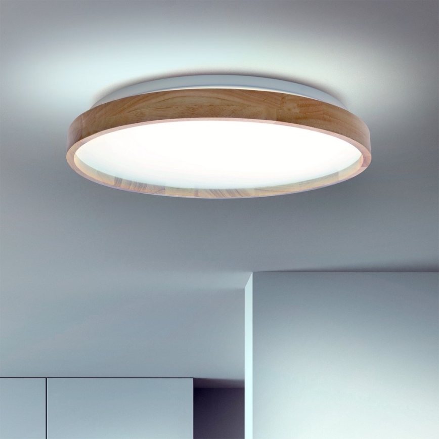 Brilagi - LED zatemnjiva stropna svetilka ALSON LED/48W/230V 3000-6500K hrast premer 39,5 cm + daljinski upravljalnik