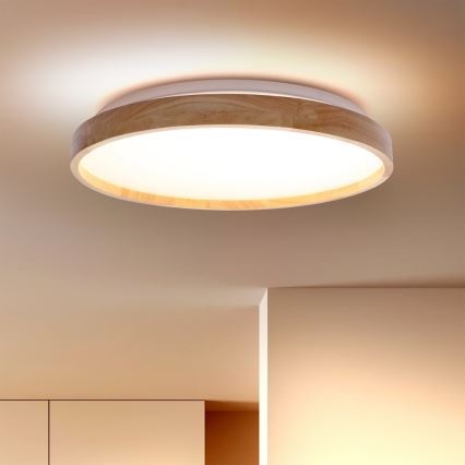 Brilagi - LED zatemnjiva stropna svetilka ALSON LED/48W/230V 3000-6500K hrast premer 39,5 cm + daljinski upravljalnik