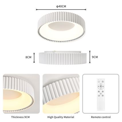 Brilagi - zatemnjiva LED stropna svetilka FALCON MODERN LED/30W/230V 3000-6000K 40 cm bela + daljinski upravljalnik