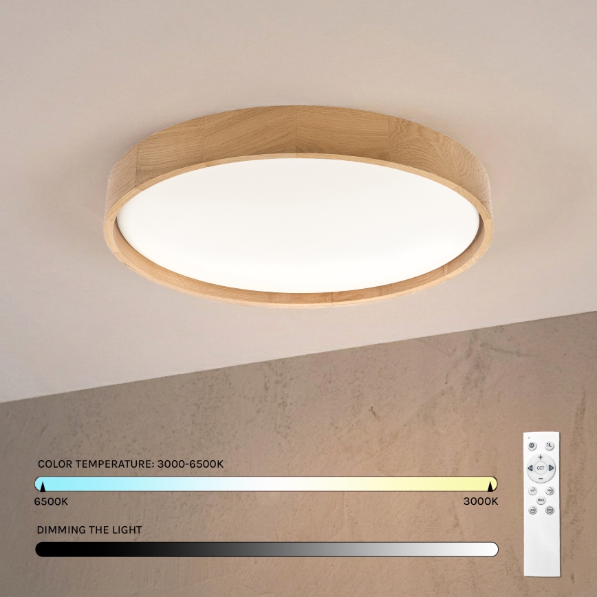 Brilagi - LED stropna svetilka MANAROLA REMOTE z možnostjo zatemnitve LED/36W/230V 3000-6500K premer 51 cm hrast + daljinski upravljalnik