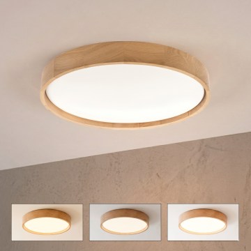 Brilagi - Zatemnjiva LED stropna svetilka MANAROLA SMART LED/36W/230V 3000-6000K Wi-Fi Tuya Beacon, premer 51 cm, hrast + daljinski upravljalnik