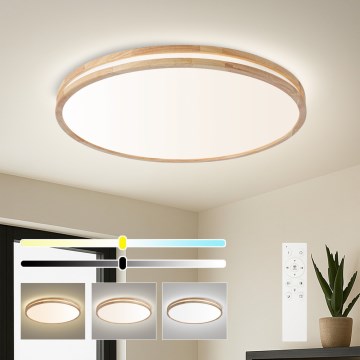 Brilagi - Zatemnjiva LED stropna svetilka MOLINA LED/100W/230V 3000-6000K hrast, premer 80 cm + daljinski upravljalnik