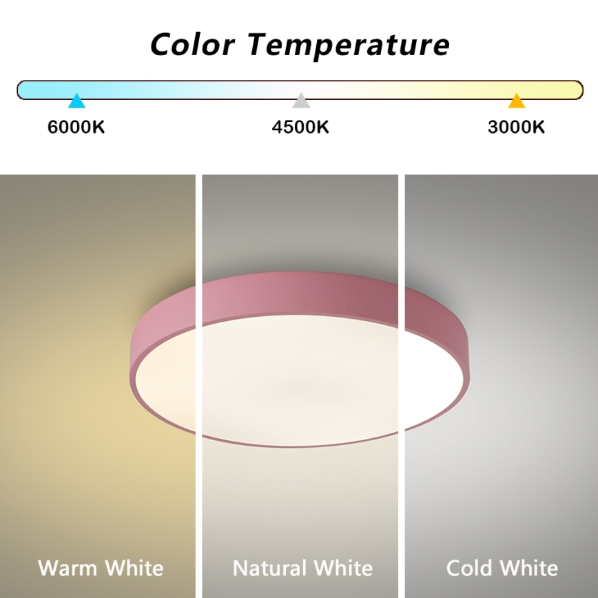 Brilagi - Zatemnljivo LED stropno svetilo POOL LED/36W/230V 3000-6000K, premer 30 cm, rožnato + daljinski upravljalnik