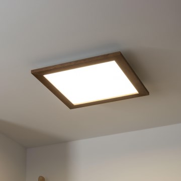 Brilagi - Zatemnjiva LED stropna svetilka SLIMFRAME WOOD LED/36W/230V 49,5x49,5 cm 3000-6000K temno rjava + daljinski upravljalnik