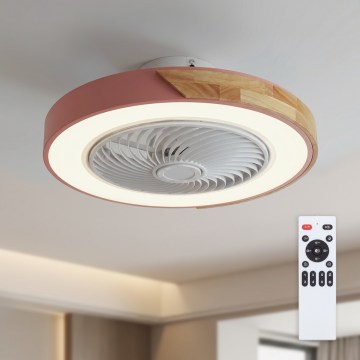 Brilagi - Zatemnjiva LED stropna svetilka z vgrajenim ventilatorjem LED/38W/230V 3000-6500K 3000-6500K premer 50 cm rožnata/hrast + daljinski upravljalnik