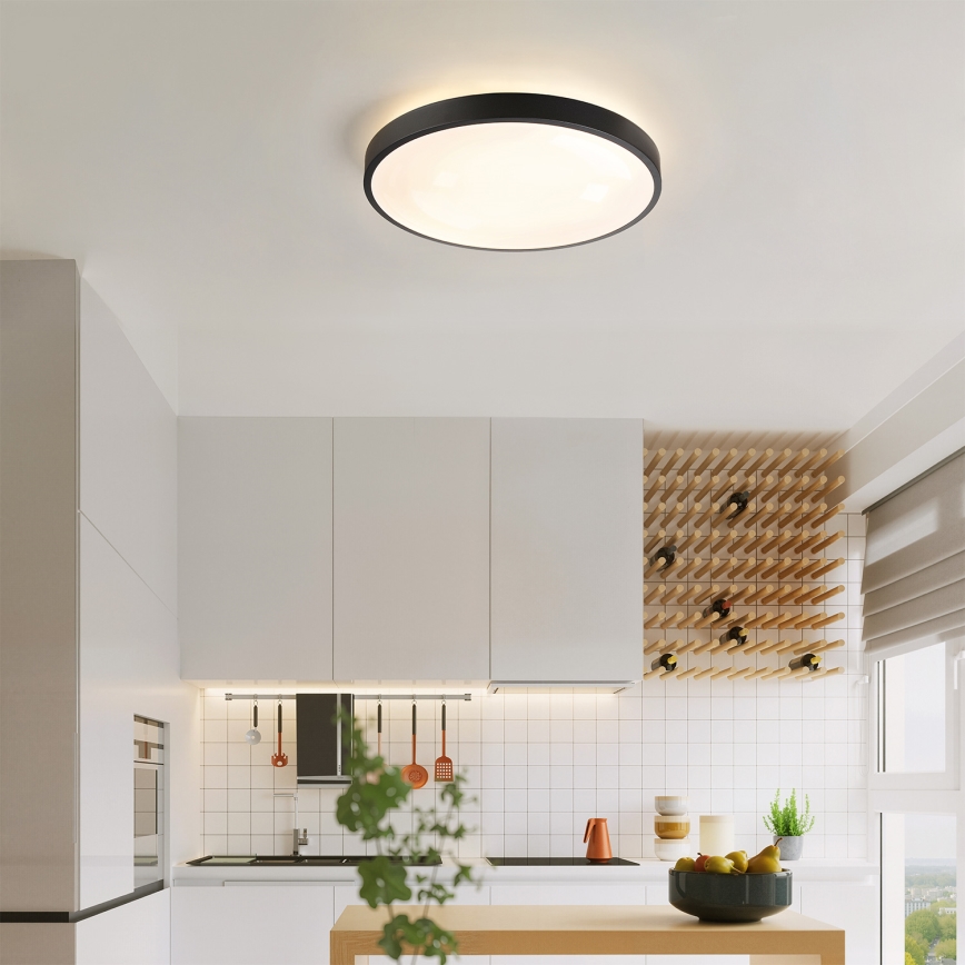 Brilagi - Zatemnjiva LED stropna svetilka GLASS POOL DOUBLE LED/48W/230V 3000-6000K 40 cm črna + daljinski upravljalnik