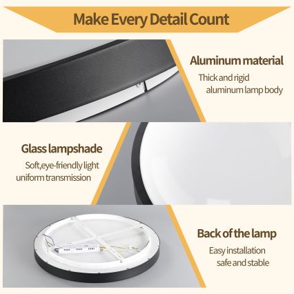 Brilagi - Zatemnjiva LED stropna svetilka GLASS POOL DOUBLE LED/48W/230V 3000-6000K 40 cm črna + daljinski upravljalnik