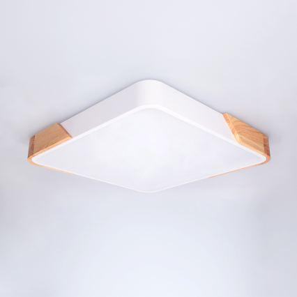 Brilagi - Zatemnitvena LED stropna svetilka PILANA LED/48W/230V 3000-6500K hrast/bela 42x42 cm + daljinski upravljalnik