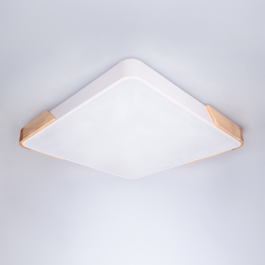 Brilagi - LED stropna svetilka PILANA z možnostjo zatemnitve LED/60W/230V 3000-6500K hrast/bela 56x56 cm + daljinski upravljalnik