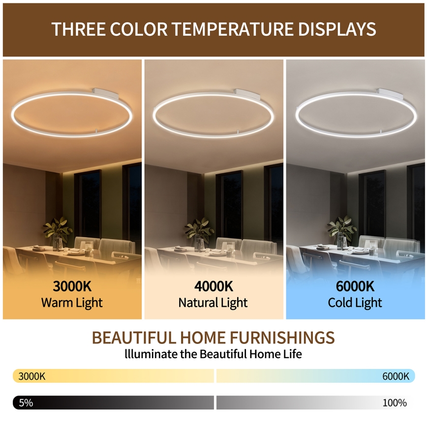 Brilagi - LED zatemnljivo stropno svetilo PORTOFINO LED/85W/230V 3000-6000K premer 120 cm srebrno + daljinski upravljalnik