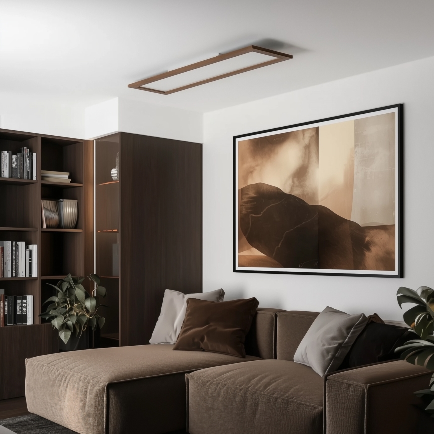 Brilagi - Zatemnljivo LED stropno svetilo SLIMFRAME WOOD LED/58W/230V 124x34 cm 3000-6000K temno rjavo + s priloženim daljinskim upravljalnikom