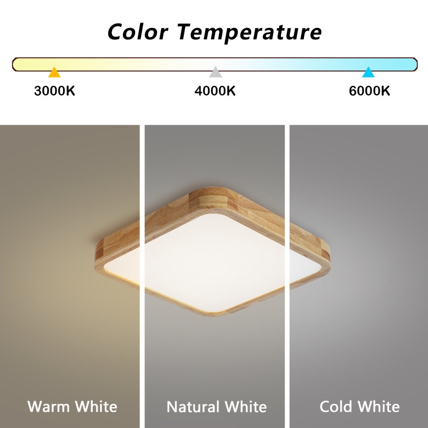 Brilagi - LED zatemljivo stropno svetilo WOODLINE SQUARE LED/48W/230V 3000-6000K hrast 40x40 cm + daljinski upravljalnik