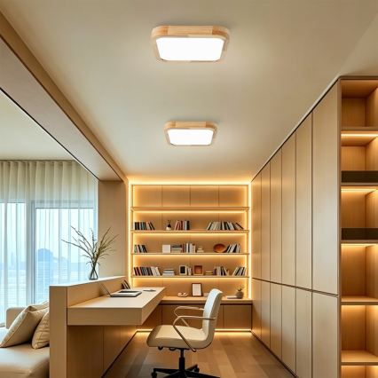 Brilagi - LED zatemljivo stropno svetilo WOODLINE SQUARE LED/48W/230V 3000-6000K hrast 40x40 cm + daljinski upravljalnik