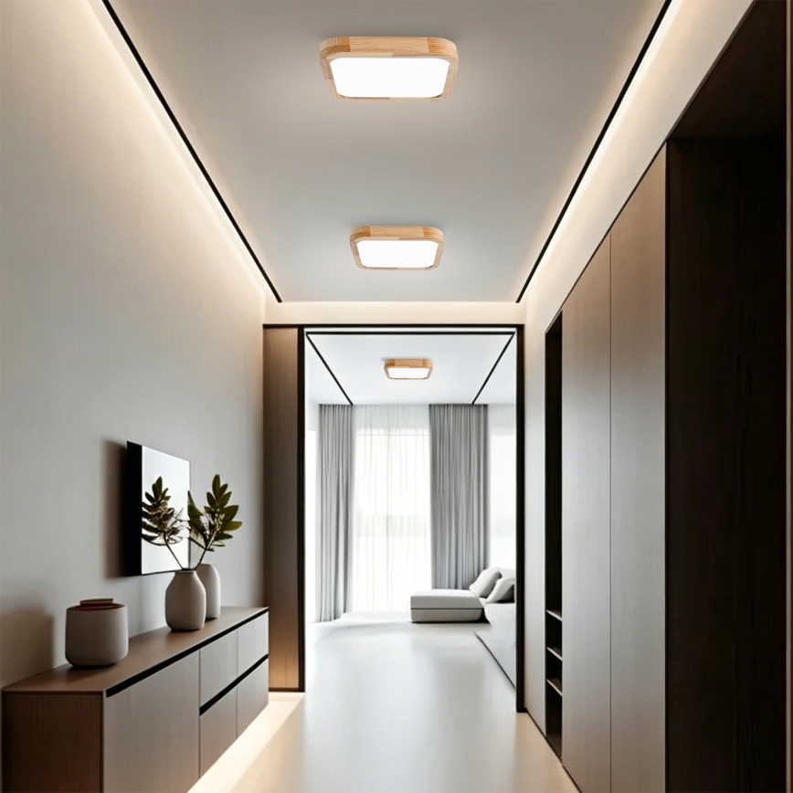 Brilagi - LED zatemljivo stropno svetilo WOODLINE SQUARE LED/48W/230V 3000-6000K hrast 40x40 cm + daljinski upravljalnik