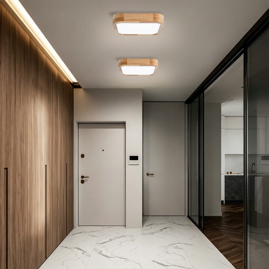 Brilagi - LED zatemljivo stropno svetilo WOODLINE SQUARE LED/48W/230V 3000-6000K hrast 40x40 cm + daljinski upravljalnik