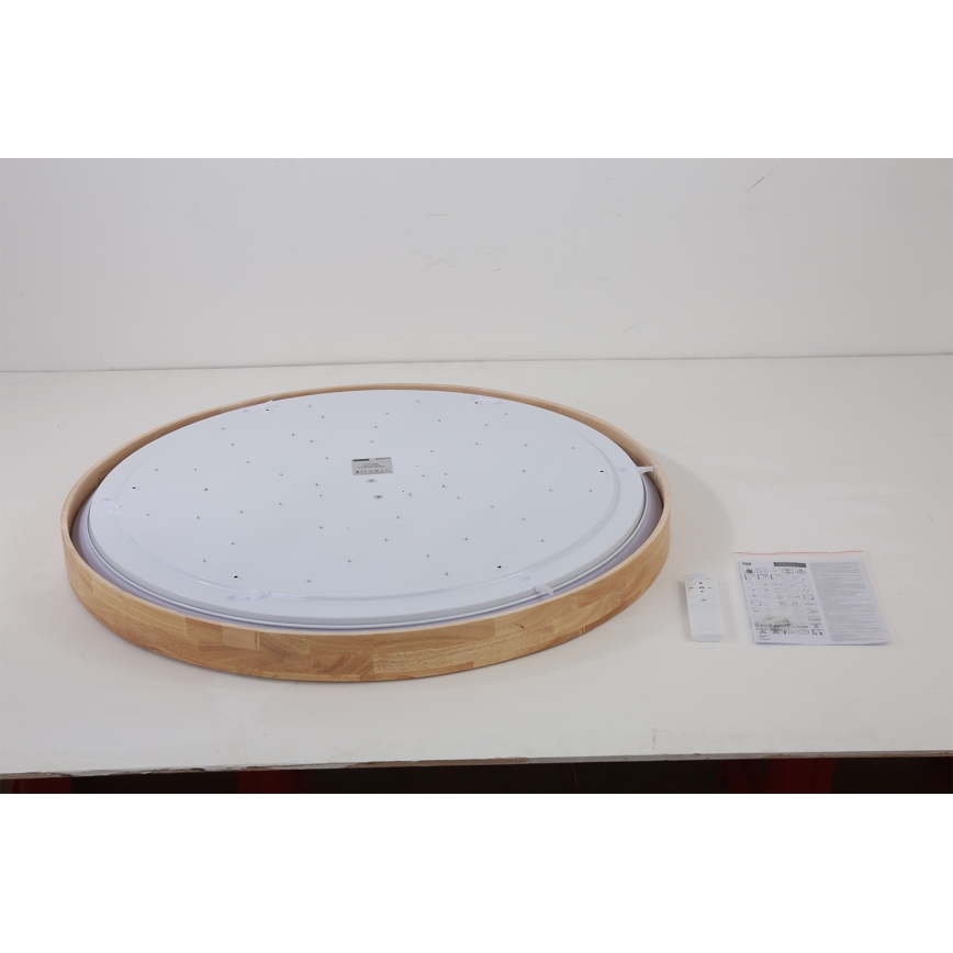 Brilagi - Zatemnljivo LED stropno svetilo WOODROUND LED/70W/230V 3000-6000K premer 80 cm les CRI 90 + daljinski upravljalnik