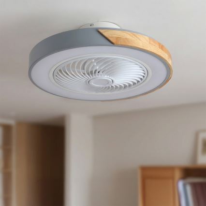 Brilagi - LED stropna svetilka z ventilatorjem in možnostjo zatemnitve LED/38W/230V 3000-6500K premer 50 cm siva/hrast + daljinski upravljalnik