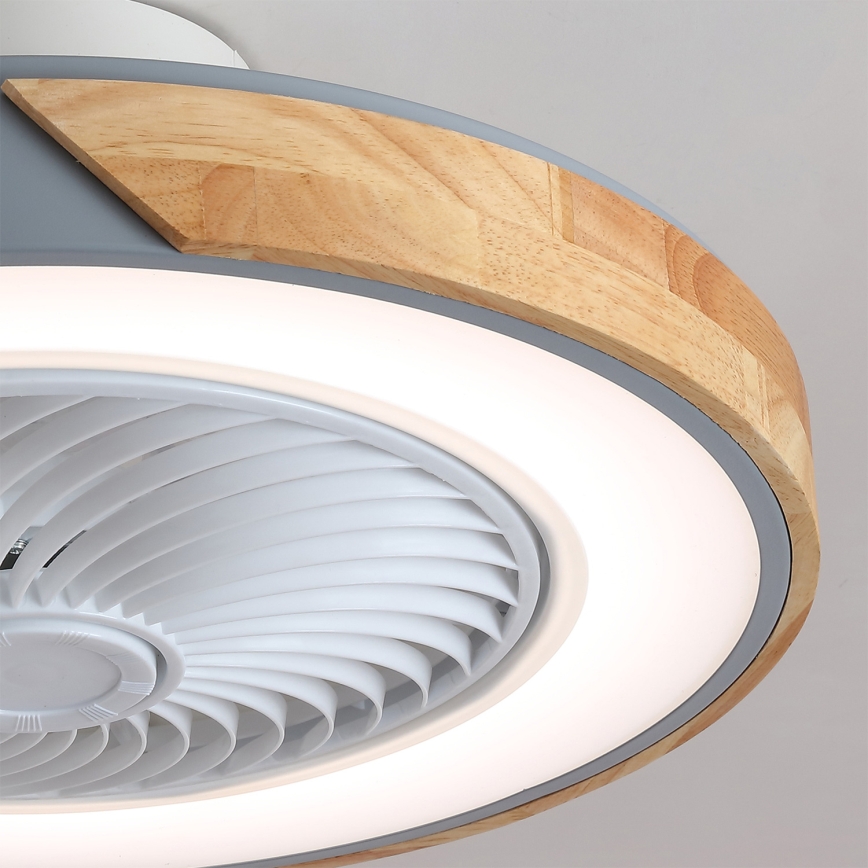 Brilagi - LED stropna svetilka z ventilatorjem in možnostjo zatemnitve LED/38W/230V 3000-6500K premer 50 cm siva/hrast + daljinski upravljalnik