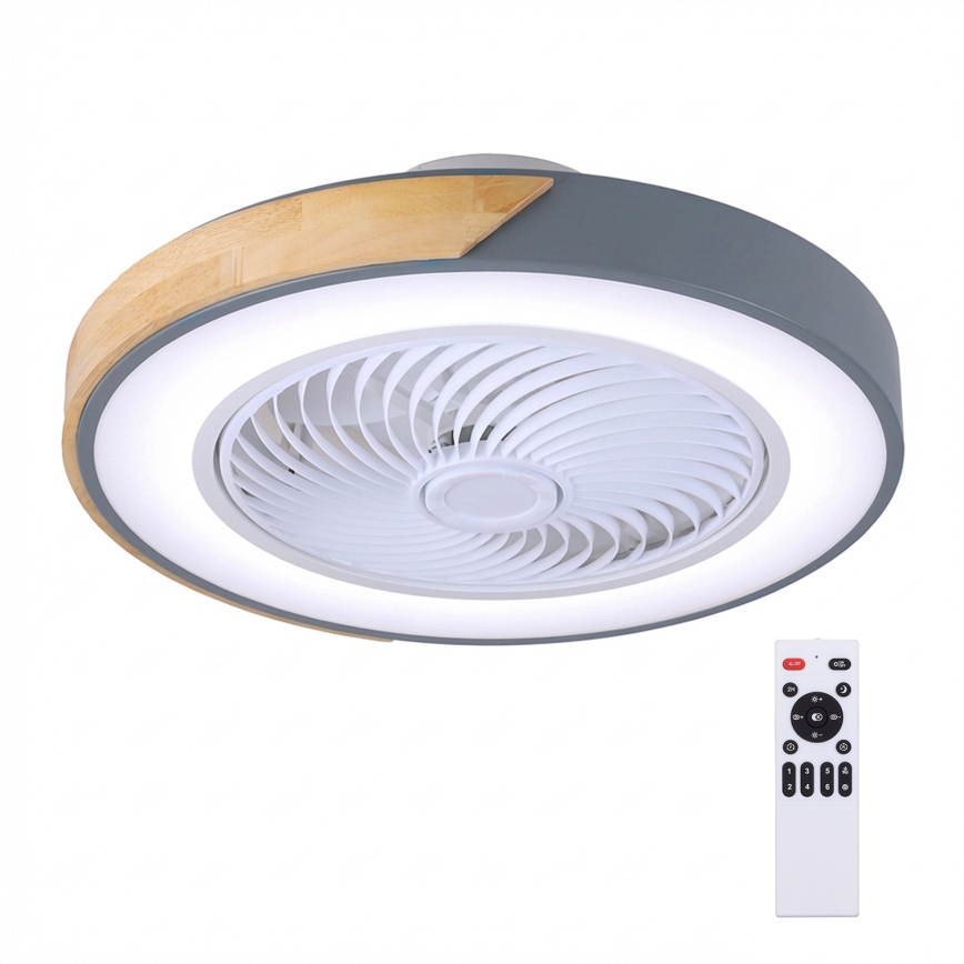 Brilagi - LED stropna svetilka z ventilatorjem in možnostjo zatemnitve LED/38W/230V 3000-6500K premer 50 cm siva/hrast + daljinski upravljalnik