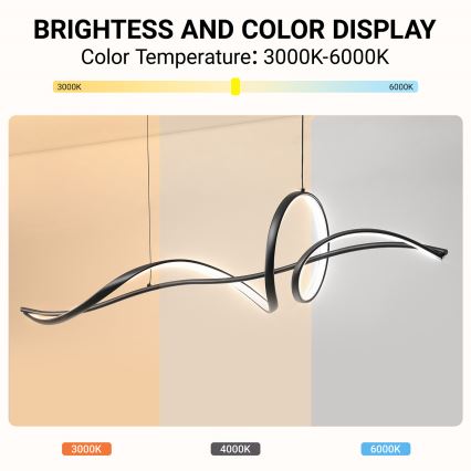 Brilagi - LED viseča svetilka z nastavljivo svetlostjo na kablu SIGNATURE LED/55W/230V 3000-6000K 120x23 cm črna + daljinski upravljalnik