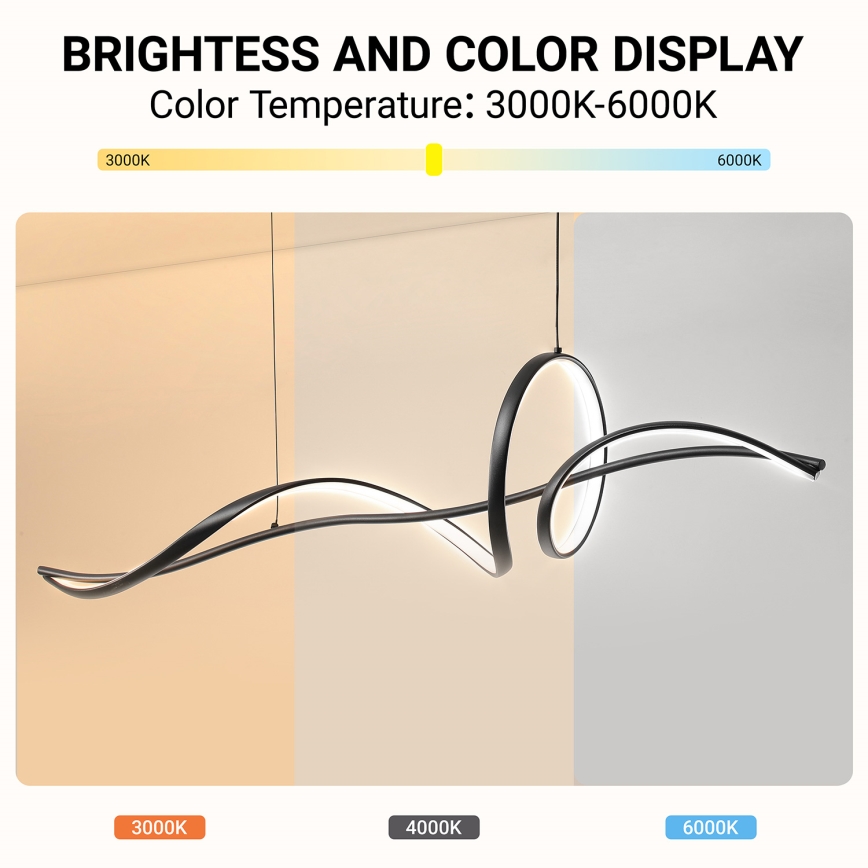 Brilagi - LED viseča svetilka z nastavljivo svetlostjo na kablu SIGNATURE LED/55W/230V 3000-6000K 120x23 cm črna + daljinski upravljalnik